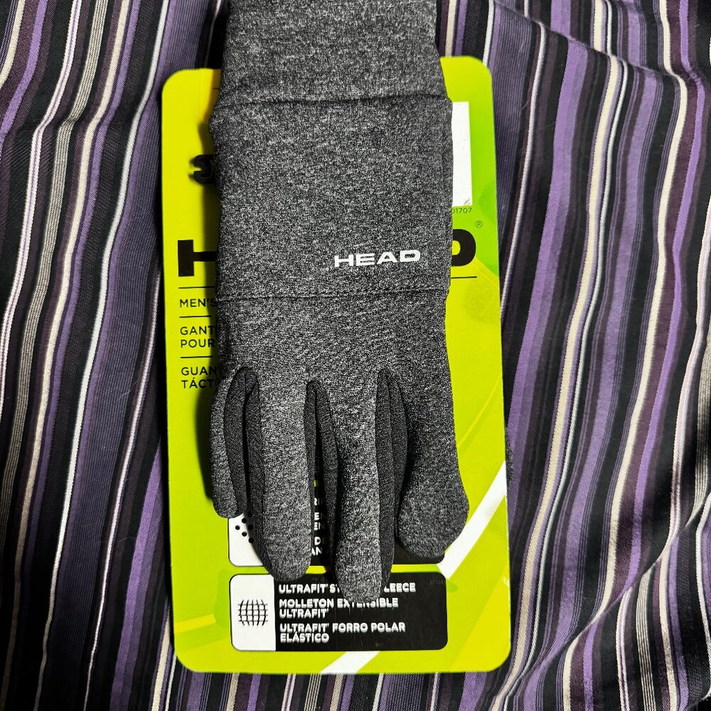HEAD Men's Grey Touchscreen Running Gloves 🏃‍♀️‍➡️🧤 (S)